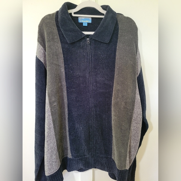 Staghill VTG Men's Striped Sweater - Blue and Gray - Picture 11 of 12